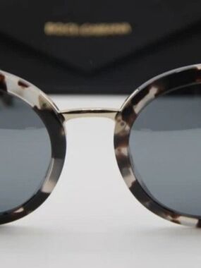 Dolce & Gabbana Tortoiseshell and Gold Round Sunglasses with Gray Lenses
